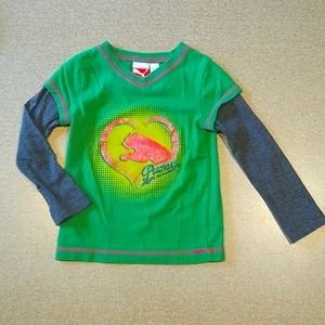 PUMA Little Girls Long Sleeve Green & Gray T-shirt Sz 3T